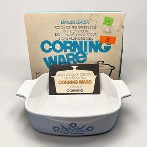 Corning Ware A-1-B Blue Cornflower 1 QT Casserole • Original Box & Insert NO LID